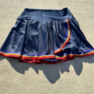 Chic Navy Skater Skirt with Rainbow Accents  PM5